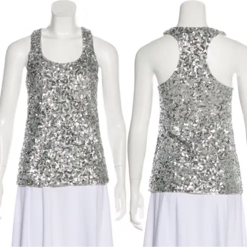 Alice + Olivia  Silver Sequin Tank
