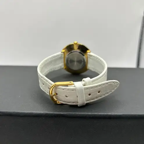 L. A. EXPRESS MOTHER OF PEARL LADIES LOGO WATCH White Leather Strap