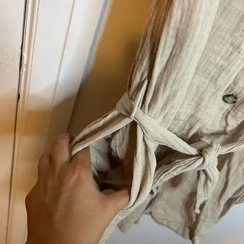 Lush Clothing Lush Beige Gauze Cotton Romper