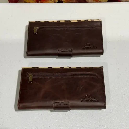 Lot Of 2 Real Handmade Animal Print Fur Leather Loop Closure Wallet/Hand Clutch