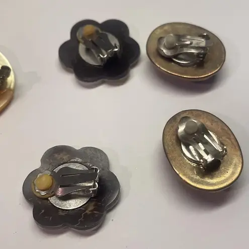 Lot Of 4 Statement Costume Earrings Clip On Clip