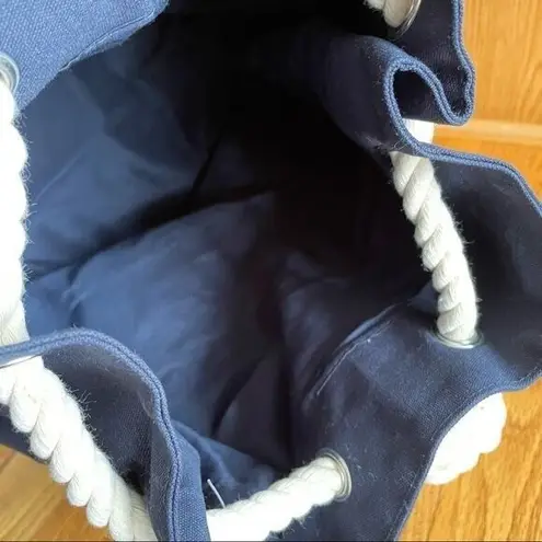 Jean Paul Gaultier Lg Navy Canvas Duffle Backback Nautical Rope Drawstring