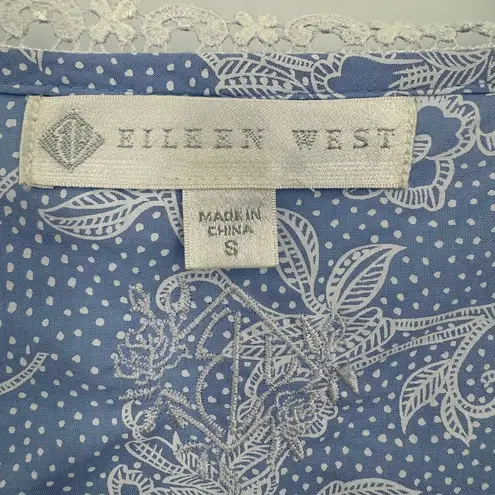 Eileen West ballet nightgown women's small blue floral embroidered button front