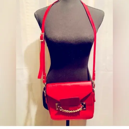 JustFab  Red Purse with Gold Chain Detail