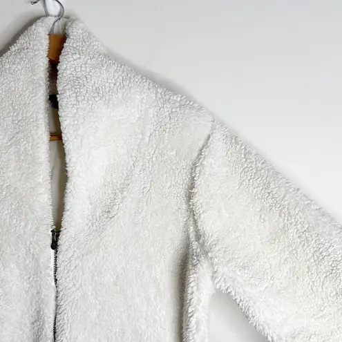 Gaiam Sherpa Fleece Full Zip Athletic Jacket Shawl Collar Yoga Off White size M