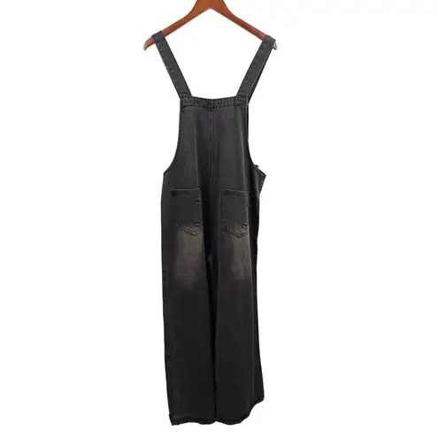 Women’s Medium Unbranded Dark Grey Washed Distressed Overalls Black