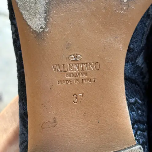 Valentino Garavani Valentino Rockstud Camu butterfly embroidered smoking slippers loafers flats 37