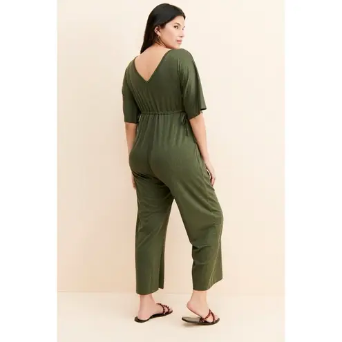 Ingrid And Isabel Maternity Wide Leg Jumpsuit Olive Pull On Size S