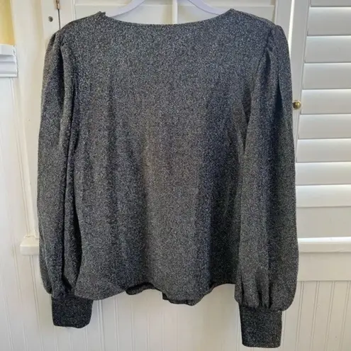 Boden Black & Silver Sparkle Twist Front Jersey Dressy Top US Size 16/18