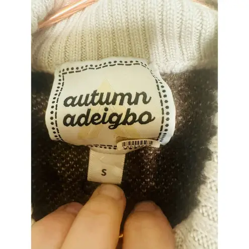 AUTUMN ADEIGBO Brown Horse Printed 100% Virgin Wool Marla Turtleneck Top Small