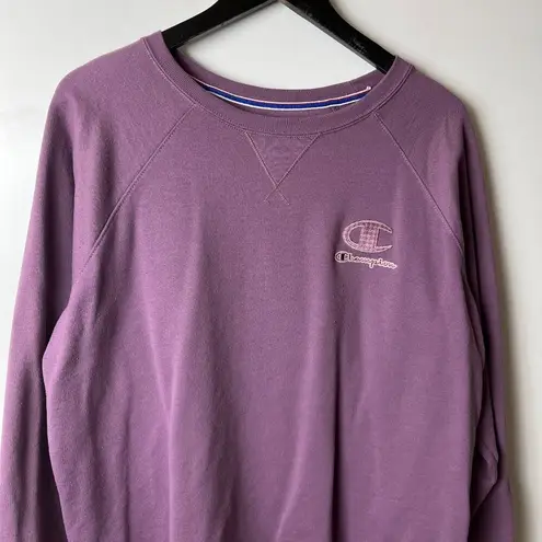 Champion  T Shirt Purple Large L Crewneck Sweatshirt Pullover Jumper Solid