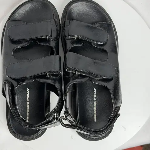Princess Polly  Rue Chunky Platform Sandals Black Slingback Shoes Size 6