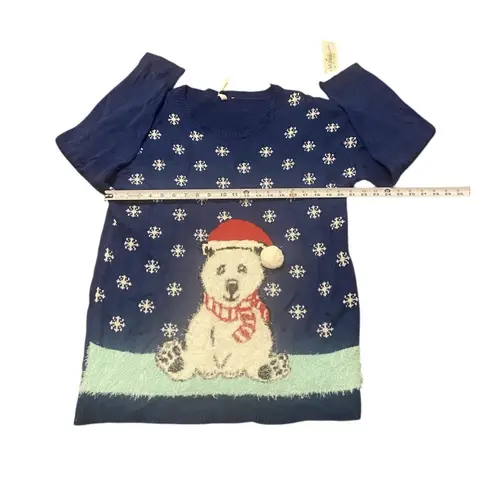 Notations NWT Christmas Holiday Ugly Sweater Womens Blue Polar Bear Snow Size XL