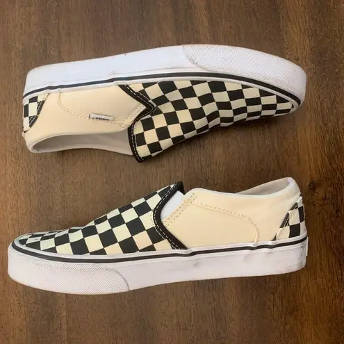 Vans  Classic Slip On Checkerboard Women’s 7.5 Checkered Black White Sneakers