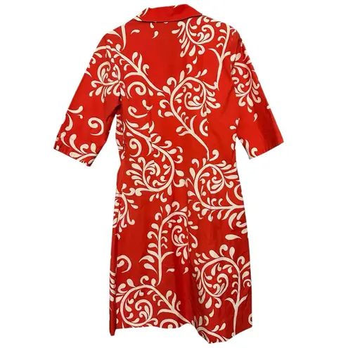 J. McLaughlin Vintage Women’s 6 Orange White Paisley Cotton Stretch Sheath Dress