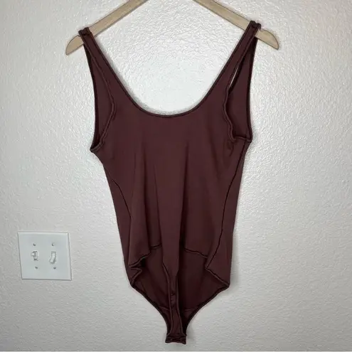 SKIMS  stretch cotton ribbed garnet brown tank top body suit size 3X