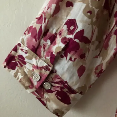 Karen Scott Womens Buttoned Down Shirt 3/4 Sleeves 100% Cotton Tunic Style