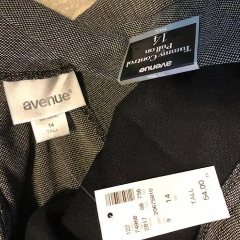 Avenue Black white Pull On Dress Pants 14 Tall Tummy Control tiny checks Size undefined