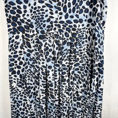 Jessica London Plus Size 24 Dress Maxi Floor Length Blue Leopard Print Lined 561