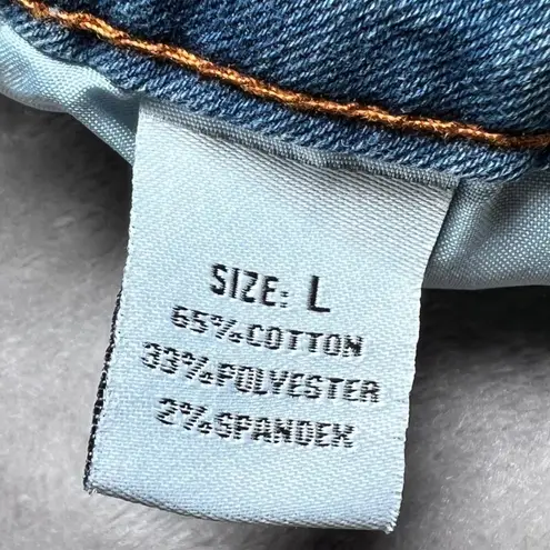 NY Trends 4 Denim Mini Skirt Womens Large Blue Distressed Frayed Hem Y2K Edgy