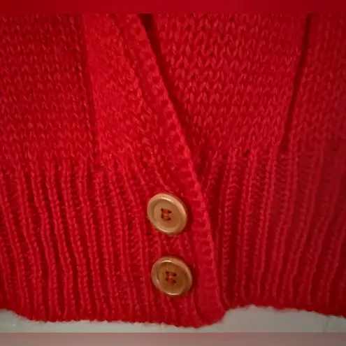 VTG Alyssa Brooke Cardigan Hand Embroidered Sweater Vest Kettle Tulips Hearts L Red Size L