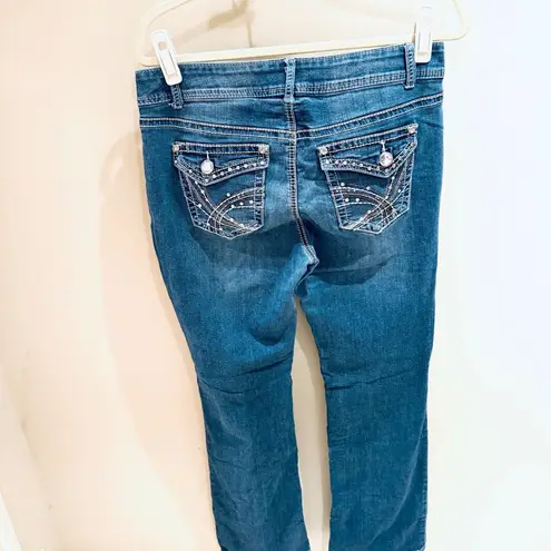 Maurice's  Embellished Bootcut Jeans Rhinestone Pockets Denim Blue Size 12