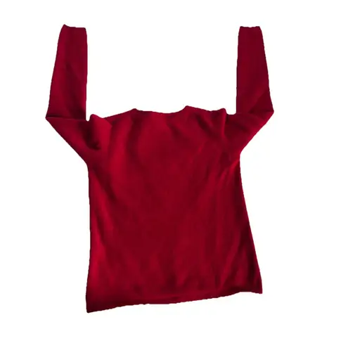 Valerie Stevens 2-ply Cashmere Sweater Size Small Red Distressed Hem
