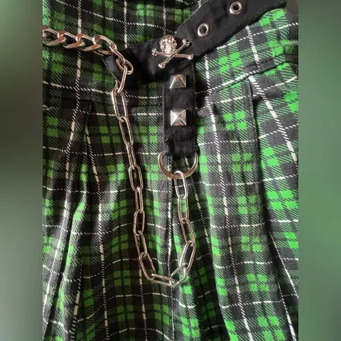 Tripp NYC Mini Plaid Skirt Vintage XL Chains Stretch Punk School Girl Halloween
