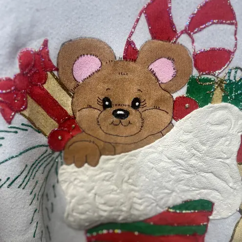 Vintage 1980’s Puffy Paint Ugly Christmas Sweater Sweatshirt 2X (flawed) White