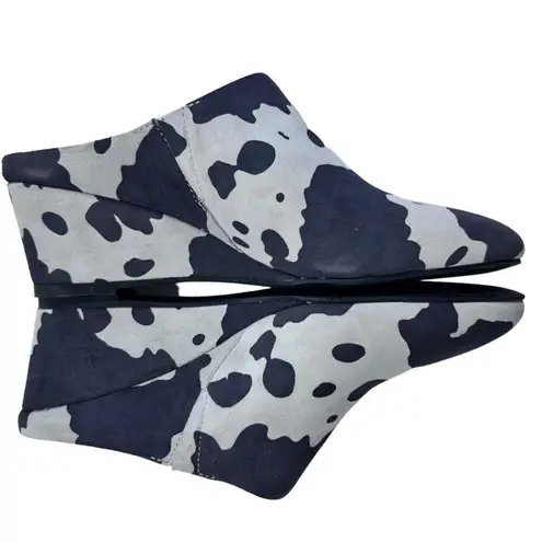 Pelle Moda Mules Women Cow Print Wedge Black Size 6