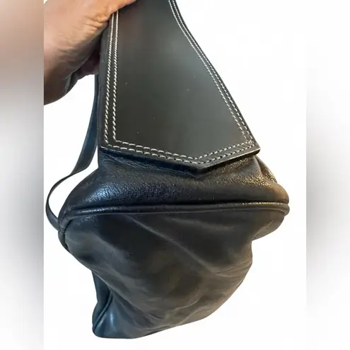 Lancel Paris Large Soft Pebbled Leather Hobo Shoulder Bag Black Single Strap Bag