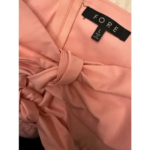 Bloomingdale's Women's Pink Off Shoulder Peplum Top Bow Accent size Large