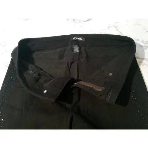 D. Jeans Black Rhinestone Stripe Jeans Size 14 W