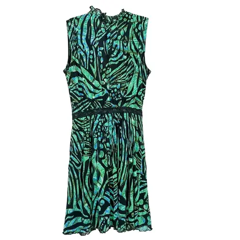 Fuzzi Abito Corto Geometric Animal Print Dress, EUC, Medium, MSRP $545 Green