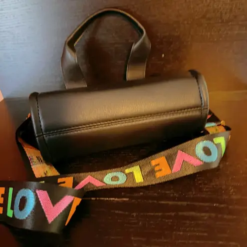 Love by Design Love colorful multi color removable crossbody strap handbag black faux leather
