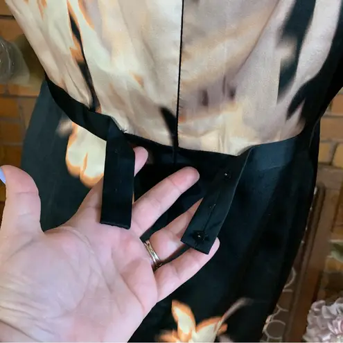 Elie Tahari BLACK & TAN SILK ABSTRACT PRINT SHEATH DRESS (12)