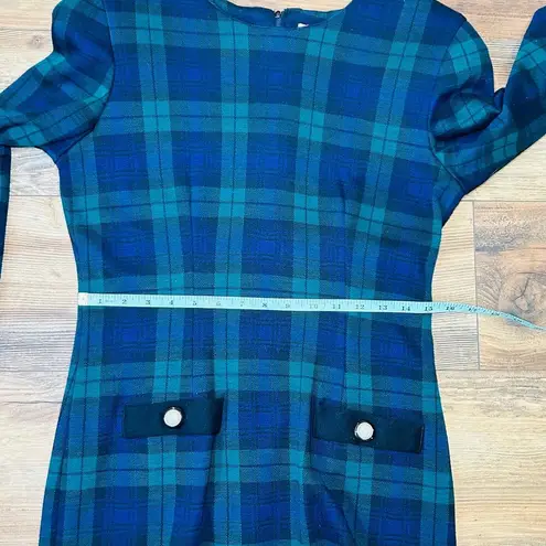 Vintage Plaid Tartan Bodycon Dress Preppy Dark Academia Green Purple Black