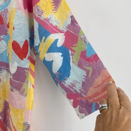 Atelier 5 by Gozde Yilmaz Womens Medium Heart Print Lightweight Top Oversized Yellow