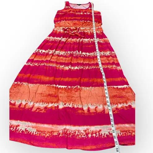 cupio Pink Orange Tie Dye Maxi Dress Boho Size Medium