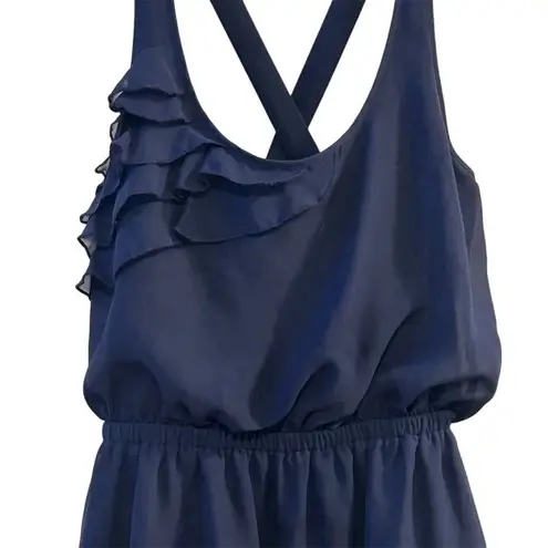 Eyelash Couture Women's S Blue Ruffle Cross-Back Sleeveless Short Dress Casual