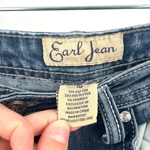 Earl Jeans cropped denim jeans bling pockets size 10 rhinestones Blue