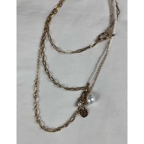 Free People NWTs  Layered Gold And Pearls Necklaces