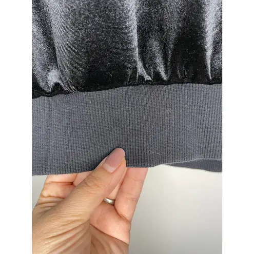 Aself Velvet Crane Embroidered Crop Sweater Women's Size S Asian Inspired Black