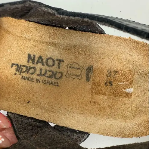 Naot Kayla Sandals Metallic Onyx Leather Size 37 Women's