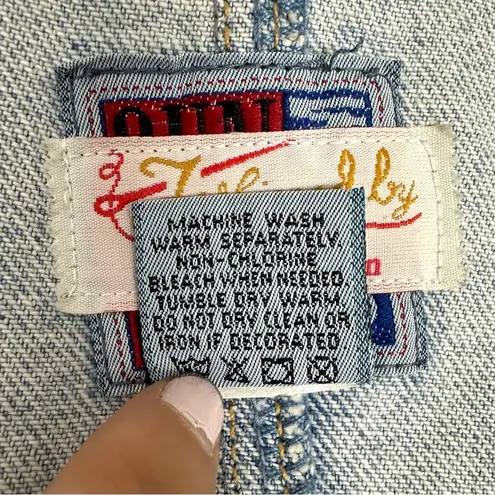 VINTAGE Fashioned by Marge Sherwin Embellished Denim Long Coat Size P/S Blue