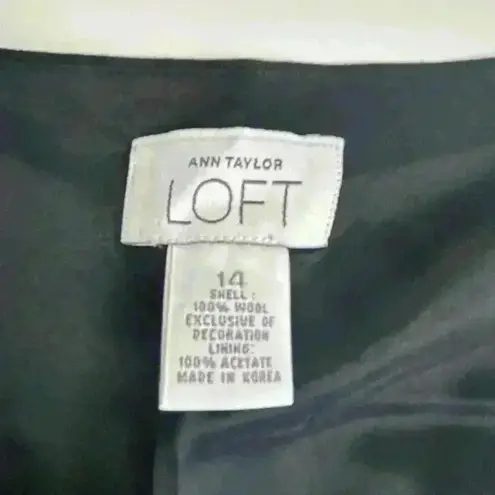 Loft Ann Taylor  Women's Wool Pencil Skirt Black Red Embroidered Hem 14