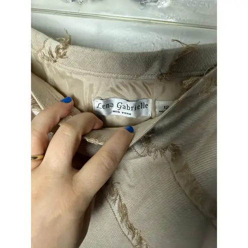 Vintage Lena Gabrielle Pirate Fringe Maxi Skirt Womens 12 Beige Indie Sleaze Y2K Tan