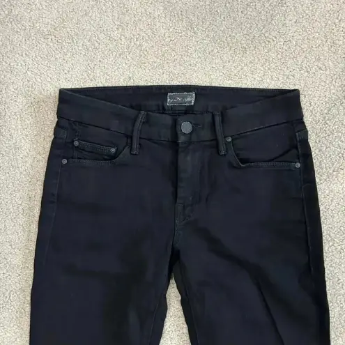 Mother The Looker Crop in A Model Spy Black Jeans Low Rise Black Size 26