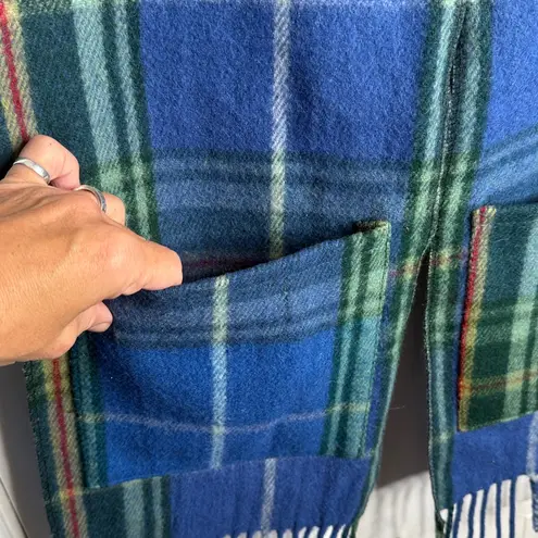 Patrick King Woollen Mills Merino Wool Tartan Plaid Pocket Scarf W1962 Blue