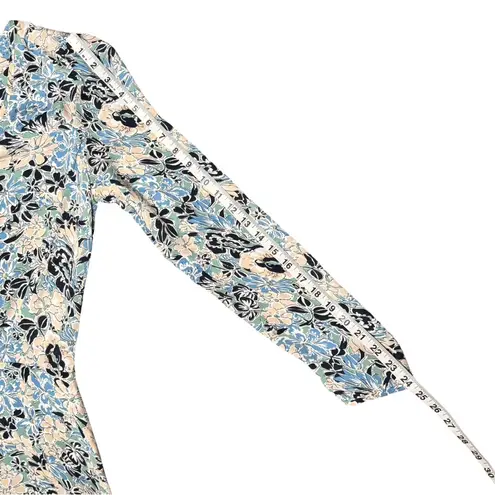 Veronica Beard Riggins Silk Floral Long Sleeve Mini Dress Size 6 Blue Beige